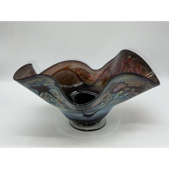 Buzz Williams Studio Art Glass Bowl Abstract Shape Alder House Signed 2004 Bowl - Picture 5 of 14